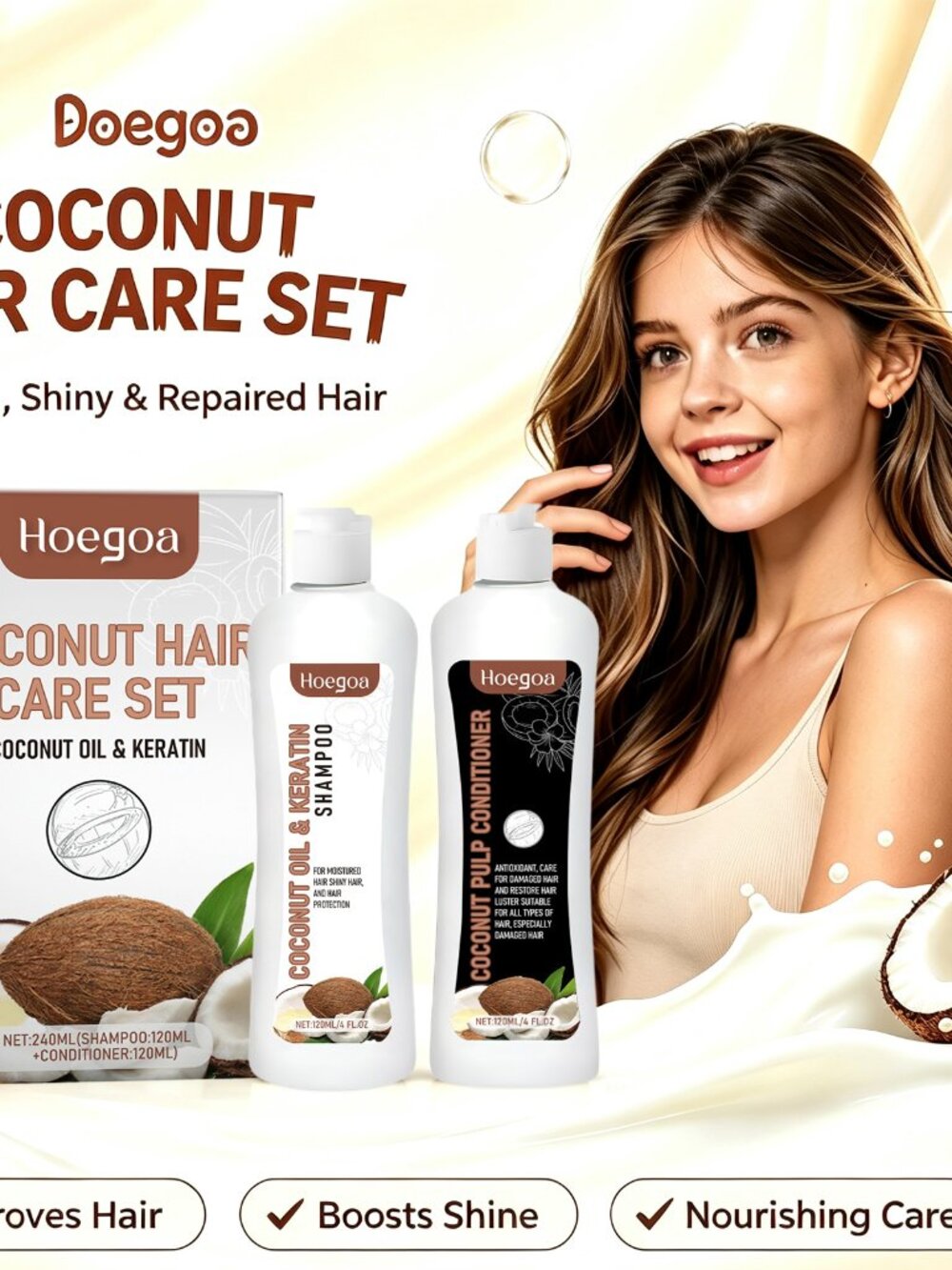 HOEGOA Rosemary & Coconut Milk Shampoo & Conditioner Set